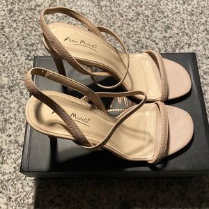 NEW. NUDE HEEL SANDALS